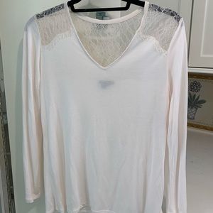 Club Monaco long sleeve tee with lace detail
